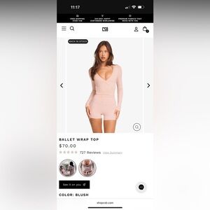 CSB Ballet Wrap Top in color Blush size XS